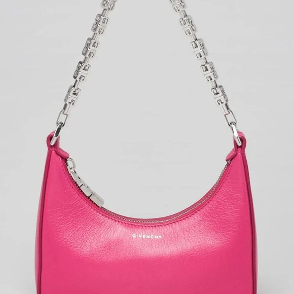 Givenchy Hot Pink Smooth Leather Mini Moon Cut Out Shoulder Bag - Picture 1 of 12